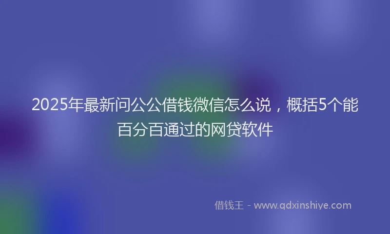 2025年最新问公公借钱微信怎么说，概括5个能百分百通过的网贷软件