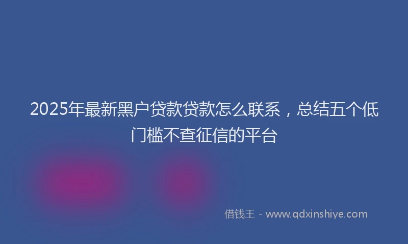 2025年最新黑户贷款贷款怎么联系，总结五个低门槛不查征信的平台