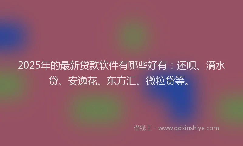 2025年的最新贷款软件有哪些好有:还呗、滴水贷、安逸花、东方汇、微粒贷等。