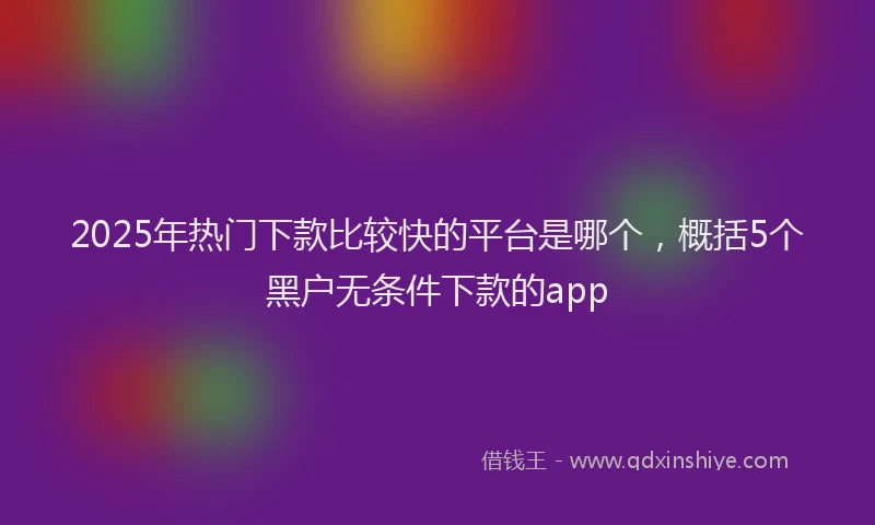 2025年热门下款比较快的平台是哪个，概括5个黑户无条件下款的app