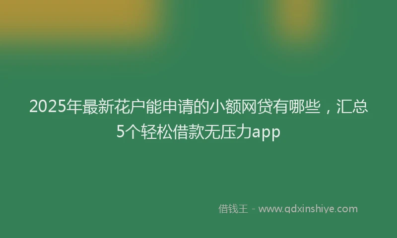 2025年最新花户能申请的小额网贷有哪些，汇总5个轻松借款无压力app