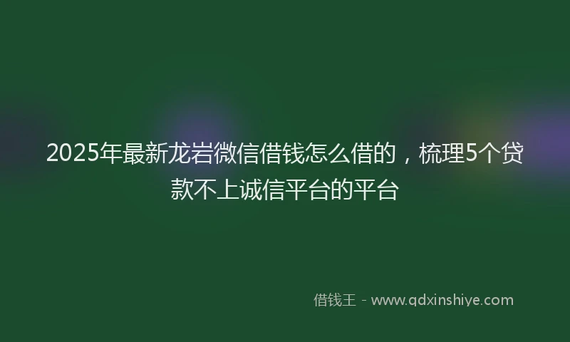 2025年最新龙岩微信借钱怎么借的，梳理5个贷款不上诚信平台的平台