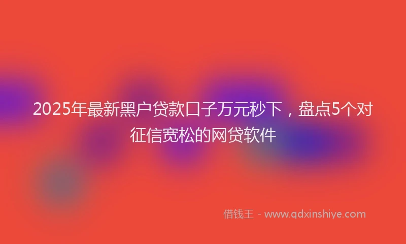 2025年最新黑户贷款口子万元秒下，盘点5个对征信宽松的网贷软件
