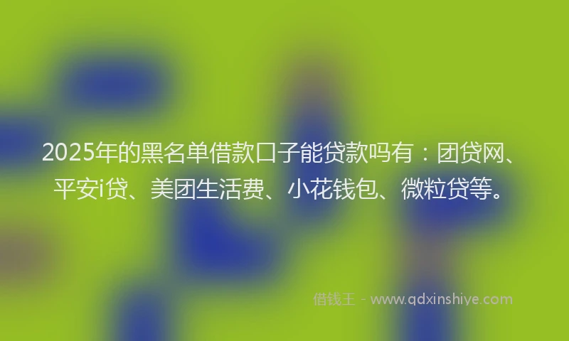 2025年的黑名单借款口子能贷款吗有：团贷网、平安i贷、美团生活费、小花钱包、微粒贷等。