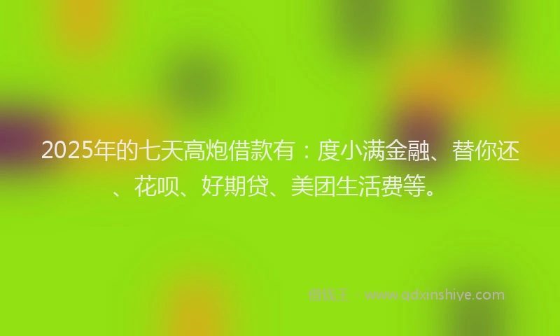 2025年的七天高炮借款有：度小满金融、替你还、花呗、好期贷、美团生活费等。