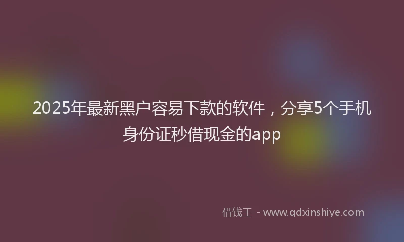 2025年最新黑户容易下款的软件，分享5个手机身份证秒借现金的app