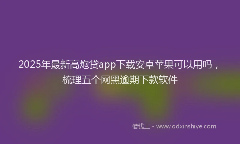 2025年最新高炮贷app下载安卓苹果可以用吗，梳理五个网黑逾期下款软件
