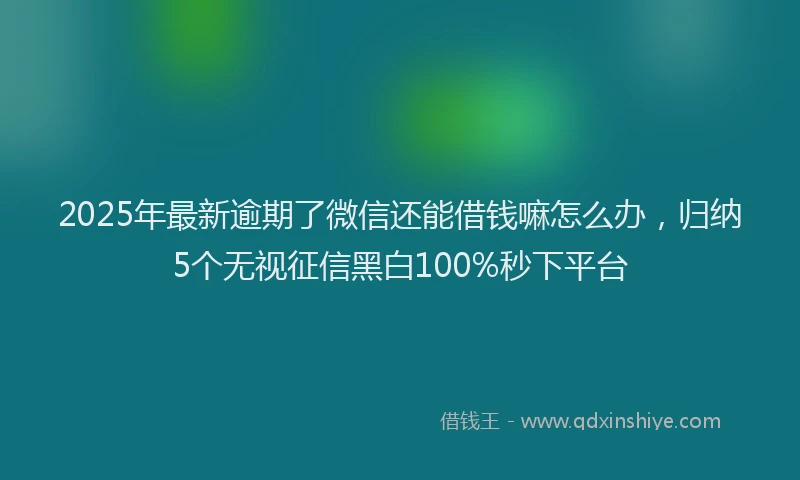 2025年最新逾期了微信还能借钱嘛怎么办，归纳5个无视征信黑白100%秒下平台