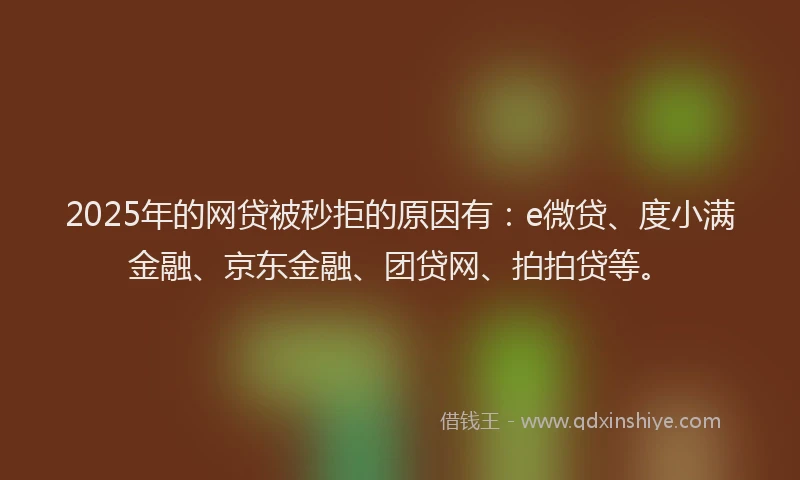 2025年的网贷被秒拒的原因有：e微贷、度小满金融、京东金融、团贷网、拍拍贷等。