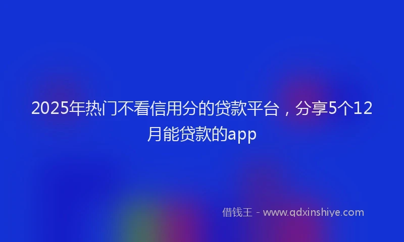 2025年热门不看信用分的贷款平台，分享5个12月能贷款的app