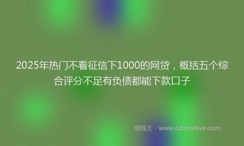 2025年热门不看征信下1000的网贷，概括五个综合评分不足有负债都能下款口子
