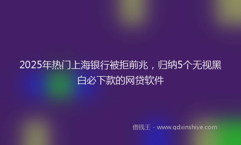 2025年热门上海银行被拒前兆，归纳5个无视黑白必下款的网贷软件
