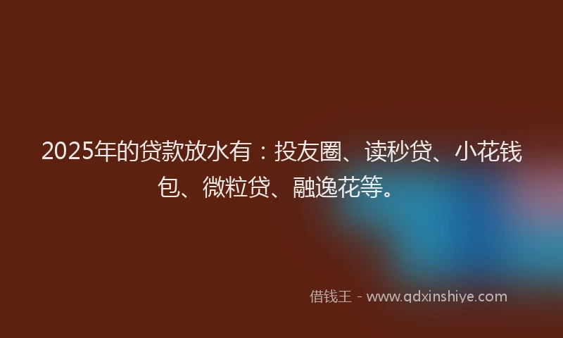 2025年的贷款放水有：投友圈、读秒贷、小花钱包、微粒贷、融逸花等。