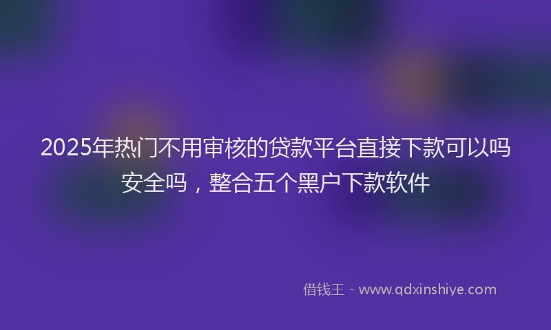 2025年热门不用审核的贷款平台直接下款可以吗安全吗，整合五个黑户下款软件