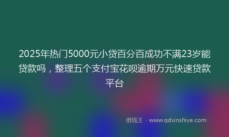 2025年热门5000元小贷百分百成功不满23岁能贷款吗，整理五个支付宝花呗逾期万元快速贷款平台