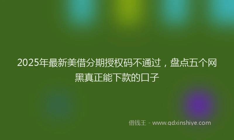 2025年最新美借分期授权码不通过，盘点五个网黑真正能下款的口子
