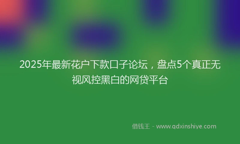 2025年最新花户下款口子论坛，盘点5个真正无视风控黑白的网贷平台