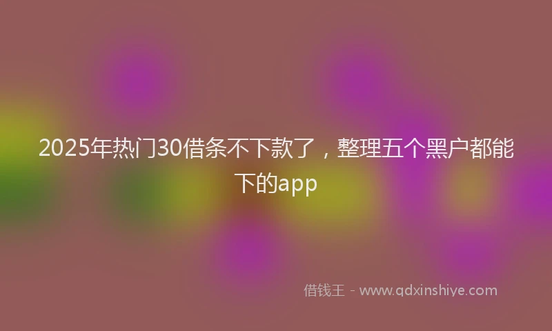 2025年热门30借条不下款了，整理五个黑户都能下的app