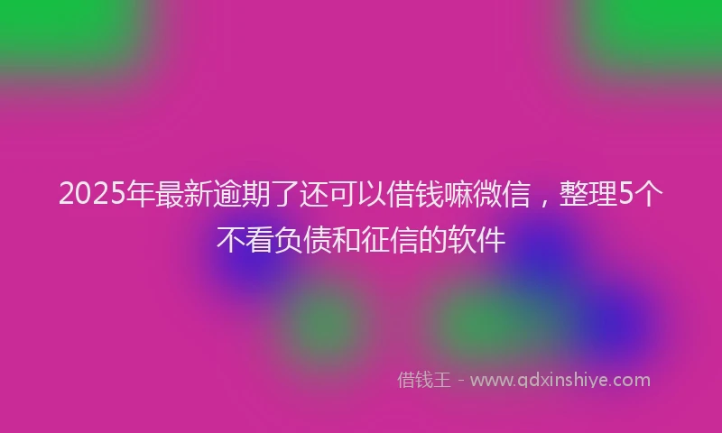 2025年最新逾期了还可以借钱嘛微信，整理5个不看负债和征信的软件