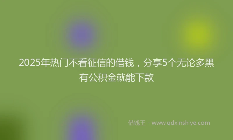 2025年热门不看征信的借钱，分享5个无论多黑有公积金就能下款