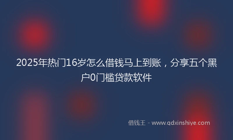 2025年热门16岁怎么借钱马上到账，分享五个黑户0门槛贷款软件