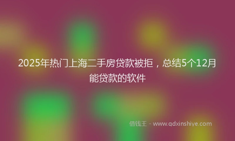 2025年热门上海二手房贷款被拒，总结5个12月能贷款的软件