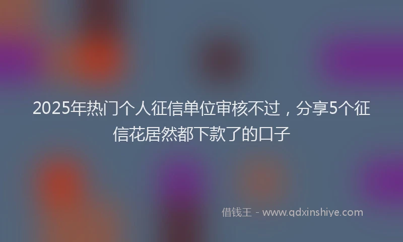 2025年热门个人征信单位审核不过，分享5个征信花居然都下款了的口子