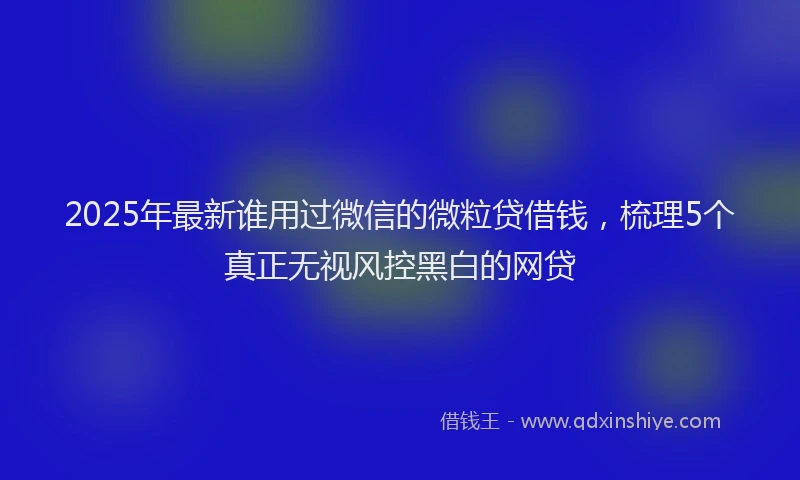 2025年最新谁用过微信的微粒贷借钱，梳理5个真正无视风控黑白的网贷