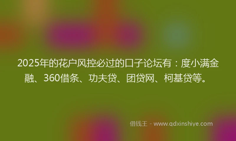 2025年的花户风控必过的口子论坛有：度小满金融、360借条、功夫贷、团贷网、柯基贷等。
