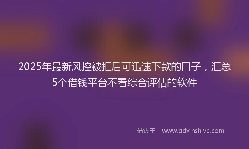 2025年最新风控被拒后可迅速下款的口子，汇总5个借钱平台不看综合评估的软件