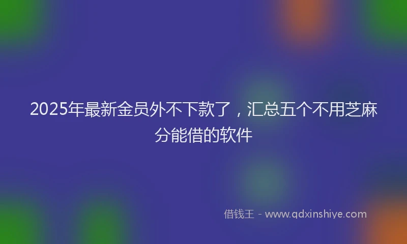 2025年最新金员外不下款了，汇总五个不用芝麻分能借的软件