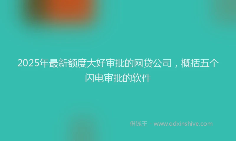 2025年最新额度大好审批的网贷公司，概括五个闪电审批的软件