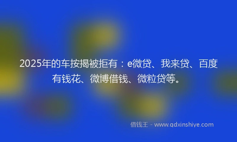 2025年的车按揭被拒有：e微贷、我来贷、百度有钱花、微博借钱、微粒贷等。