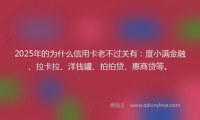 2025年的为什么信用卡老不过关有：度小满金融、拉卡拉、洋钱罐、拍拍贷、惠商贷等。