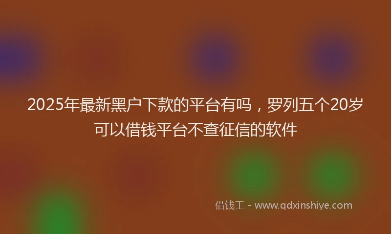 2025年最新黑户下款的平台有吗，罗列五个20岁可以借钱平台不查征信的软件