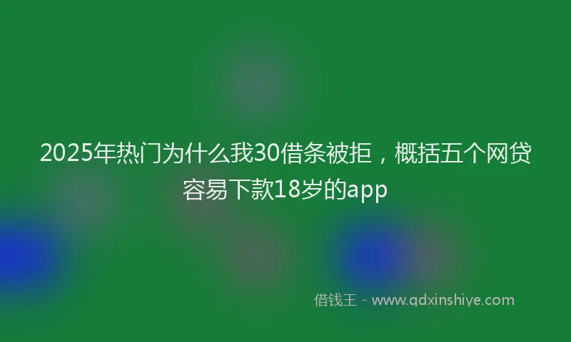 2025年热门为什么我30借条被拒，概括五个网贷容易下款18岁的app