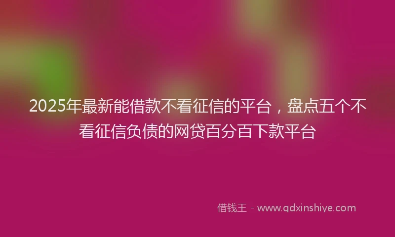 2025年最新能借款不看征信的平台，盘点五个不看征信负债的网贷百分百下款平台