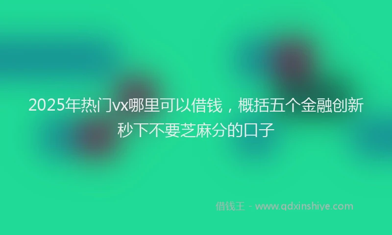 2025年热门vx哪里可以借钱，概括五个金融创新秒下不要芝麻分的口子
