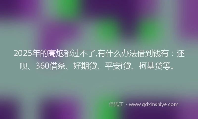 2025年的高炮都过不了,有什么办法借到钱有：还呗、360借条、好期贷、平安i贷、柯基贷等。