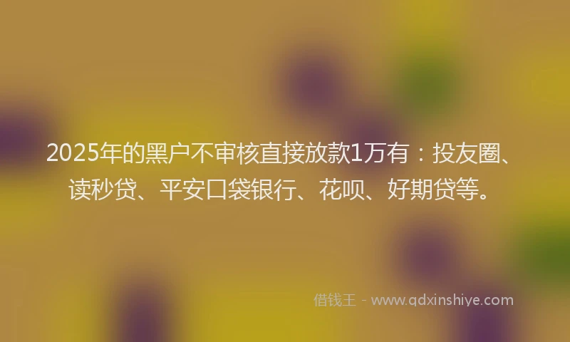 2025年的黑户不审核直接放款1万有：投友圈、读秒贷、平安口袋银行、花呗、好期贷等。