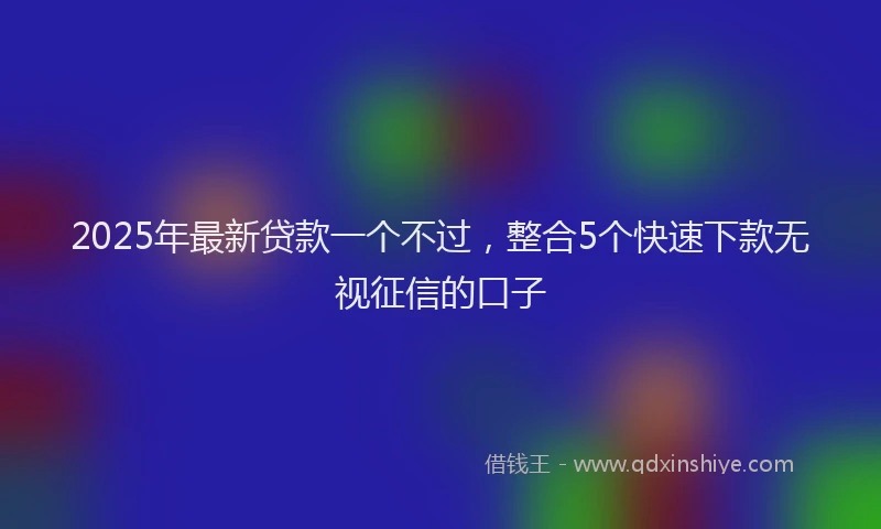 2025年最新贷款一个不过，整合5个快速下款无视征信的口子