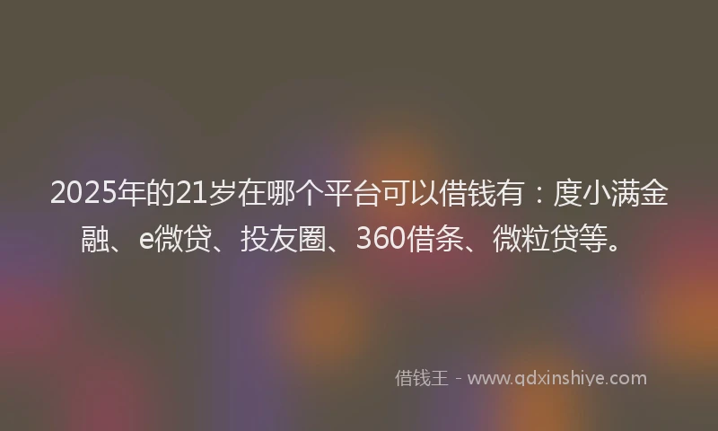 2025年的21岁在哪个平台可以借钱有：度小满金融、e微贷、投友圈、360借条、微粒贷等。