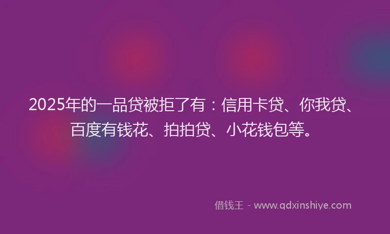 2025年的一品贷被拒了有：信用卡贷、你我贷、百度有钱花、拍拍贷、小花钱包等。