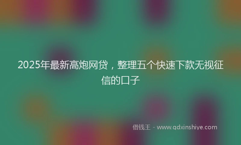2025年最新高炮网贷，整理五个快速下款无视征信的口子