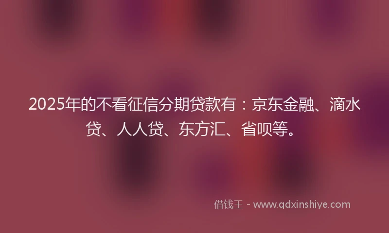 2025年的不看征信分期贷款有：京东金融、滴水贷、人人贷、东方汇、省呗等。