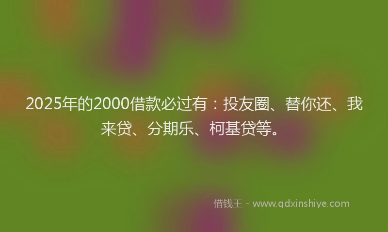 2025年的2000借款必过有：投友圈、替你还、我来贷、分期乐、柯基贷等。