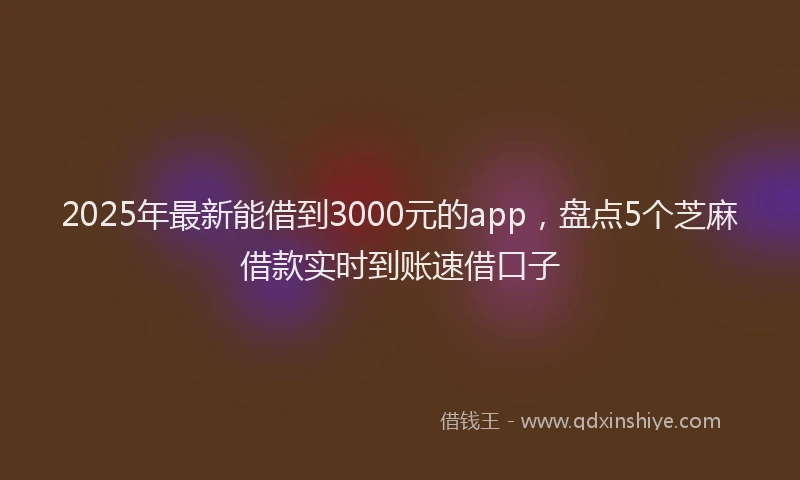 2025年最新能借到3000元的app，盘点5个芝麻借款实时到账速借口子