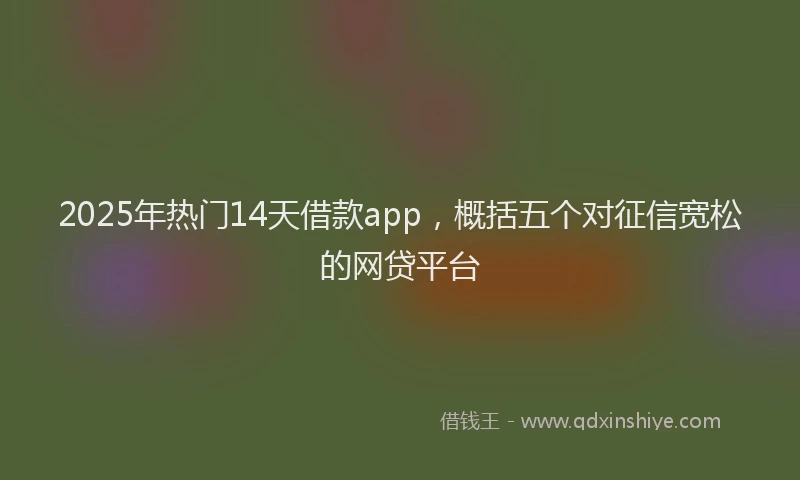2025年热门14天借款app，概括五个对征信宽松的网贷平台