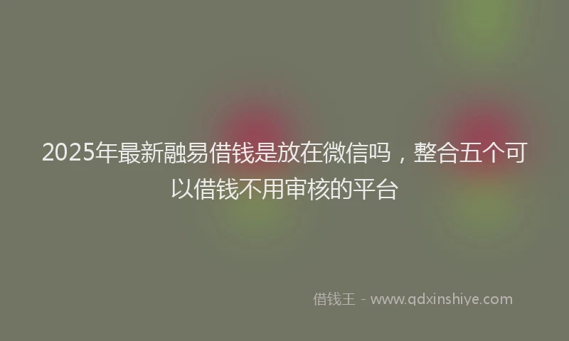 2025年最新融易借钱是放在微信吗，整合五个可以借钱不用审核的平台