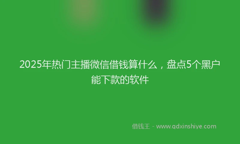 2025年热门主播微信借钱算什么，盘点5个黑户能下款的软件